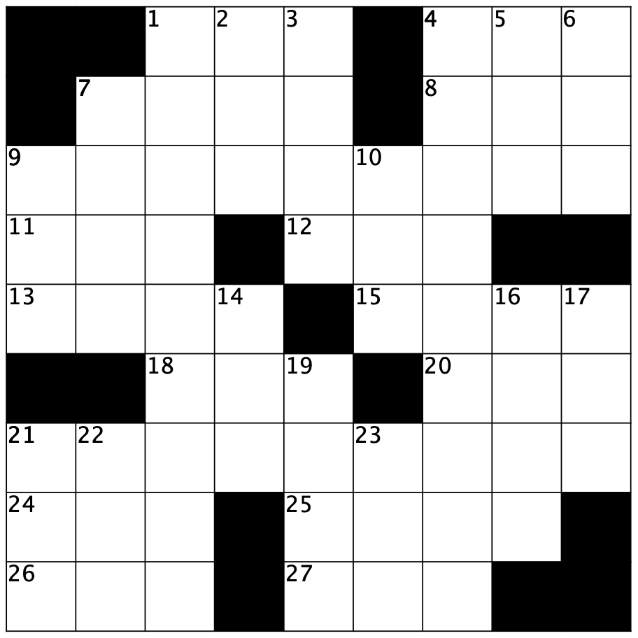 Goldilocks No. 21 crossword grid